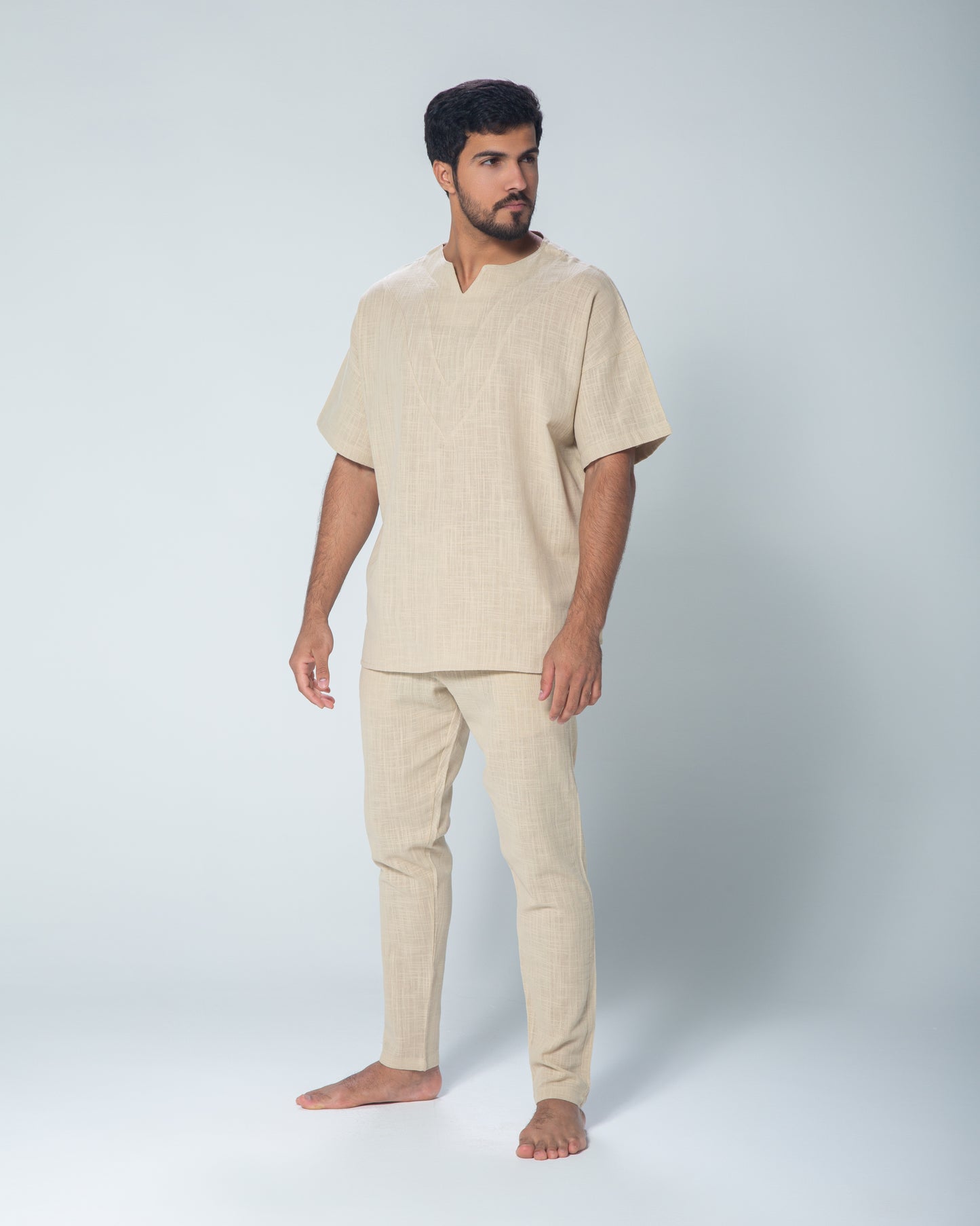 Men's Linen T-shirt - Beige