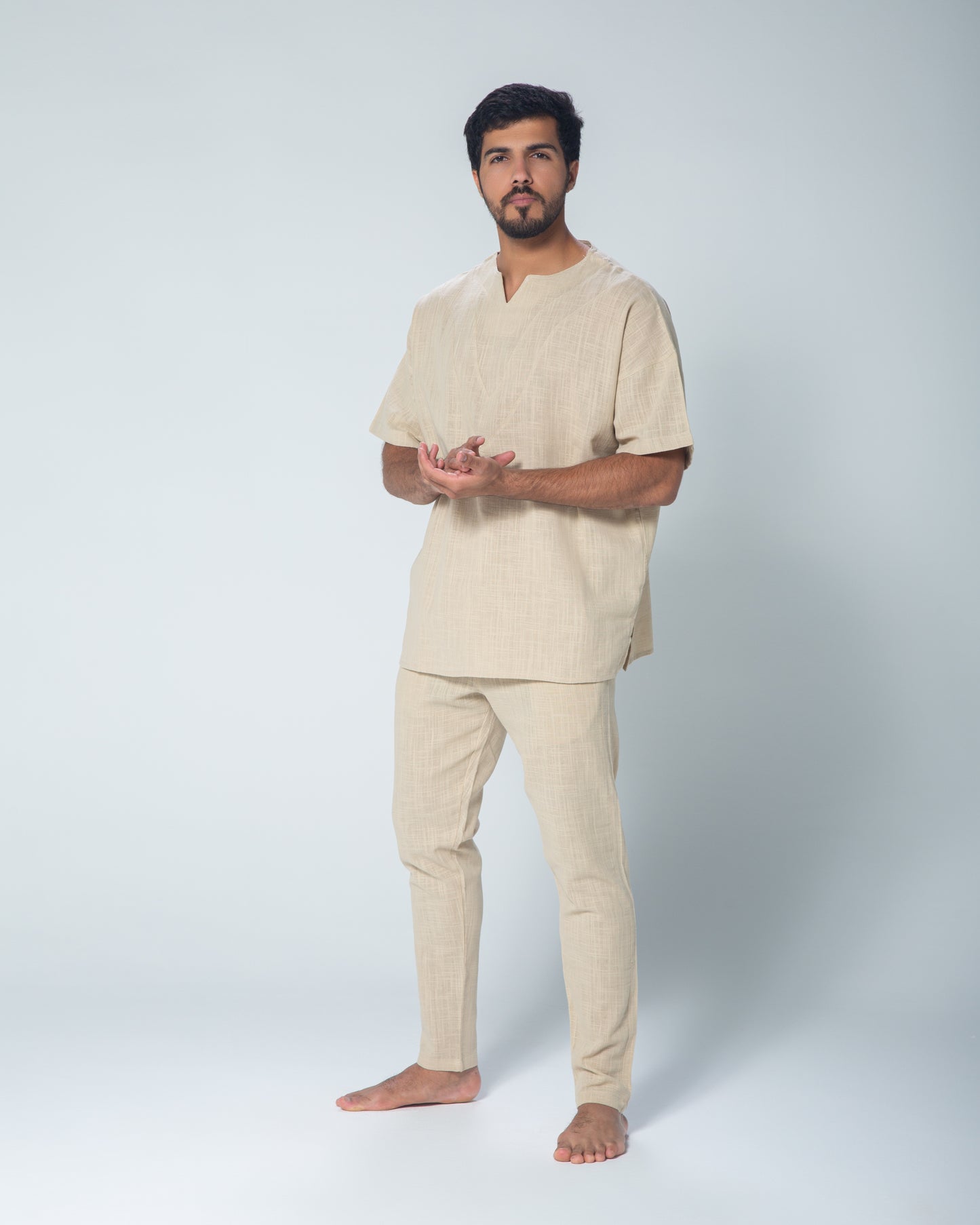 Men's Linen T-shirt - Beige