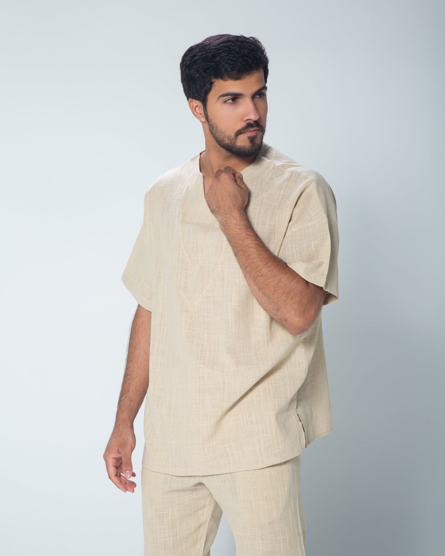 Men's Linen T-shirt - Beige